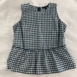 Ruffle hem silk top in gingham